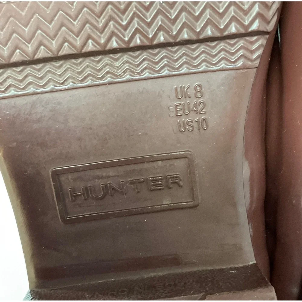 Hunter Original Tall Gloss Brown Rubber Rain Boots Womens Size 10 Waterproof